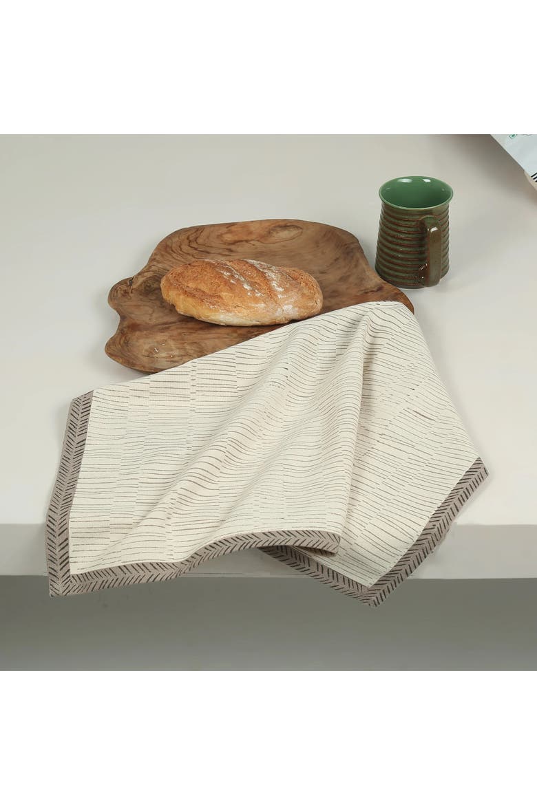 Tea Break Hand Block Printed Kitchen Towels - Set of 2, Alternate, color, Bagel