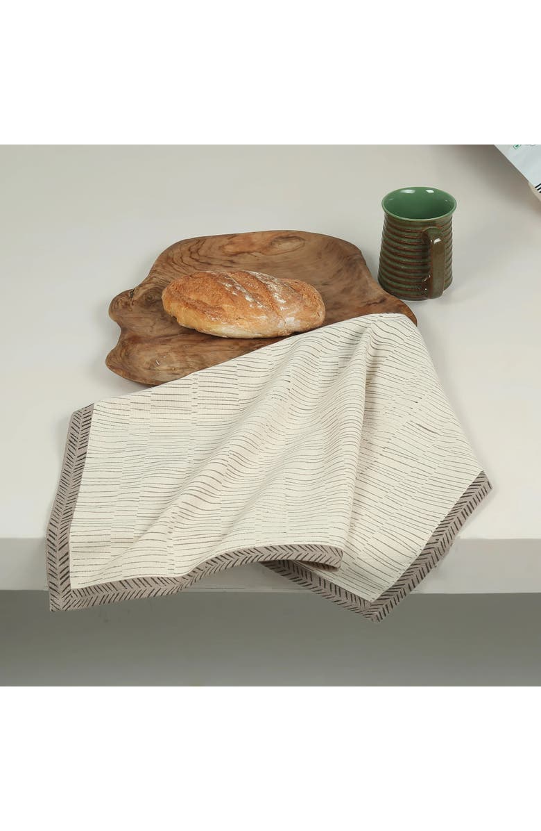 Sustainable Threads Tea Break Hand Block Printed Kitchen Towels - Set of 2, Alternate, color, Bagel
