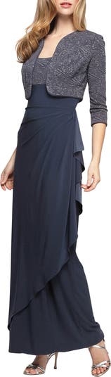 Alex Evenings Draped Column Gown with Bolero Jacket Nordstrom