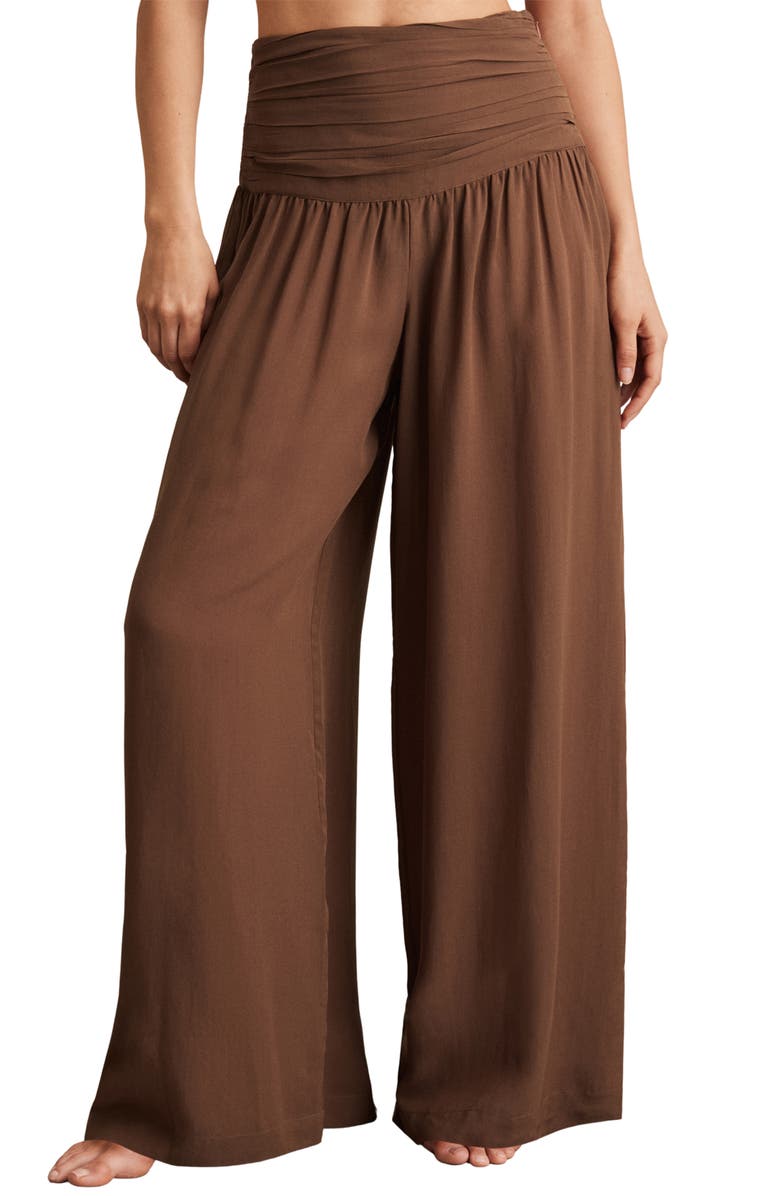 Reiss Lola High Waist Cover-Up Pants, Alternate, color, Brown