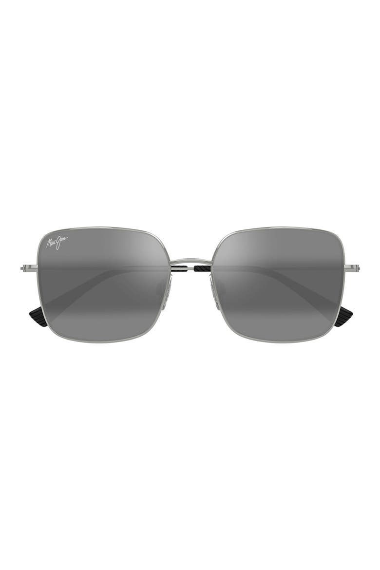Lipine 55mm Polarized Flat Front Square Sunglasses, Main, color, SILVER
