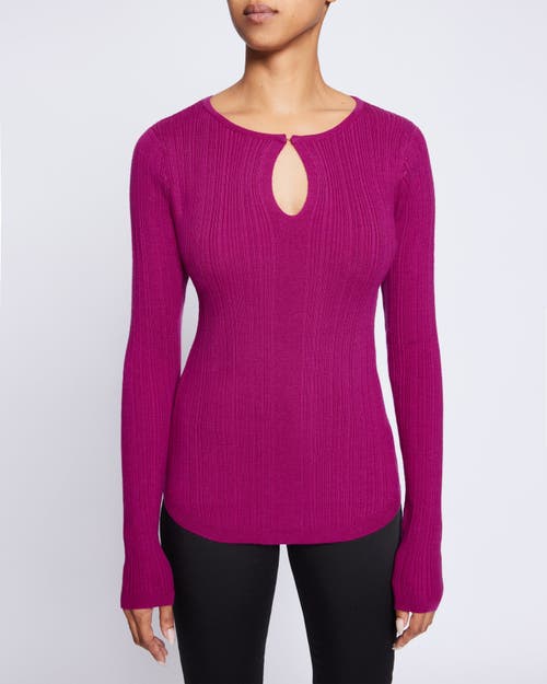 Santorelli Ribbed Keyhole Sweater In Magenta