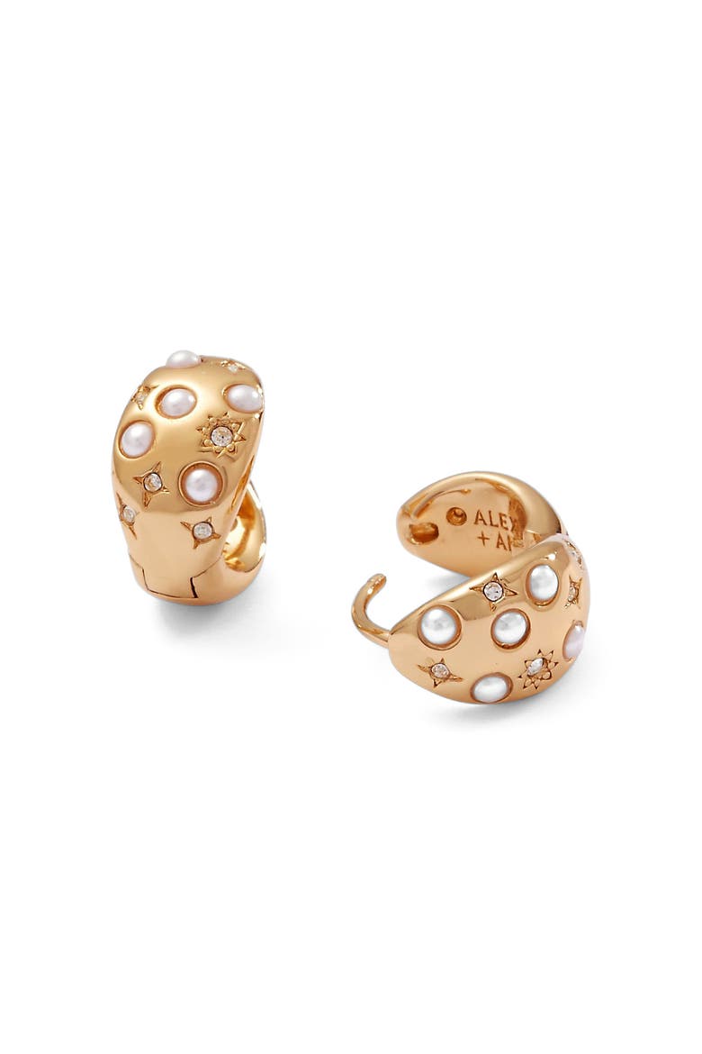 Pearl Basics Huggie Hoop Earrings, Main, color, Pearl