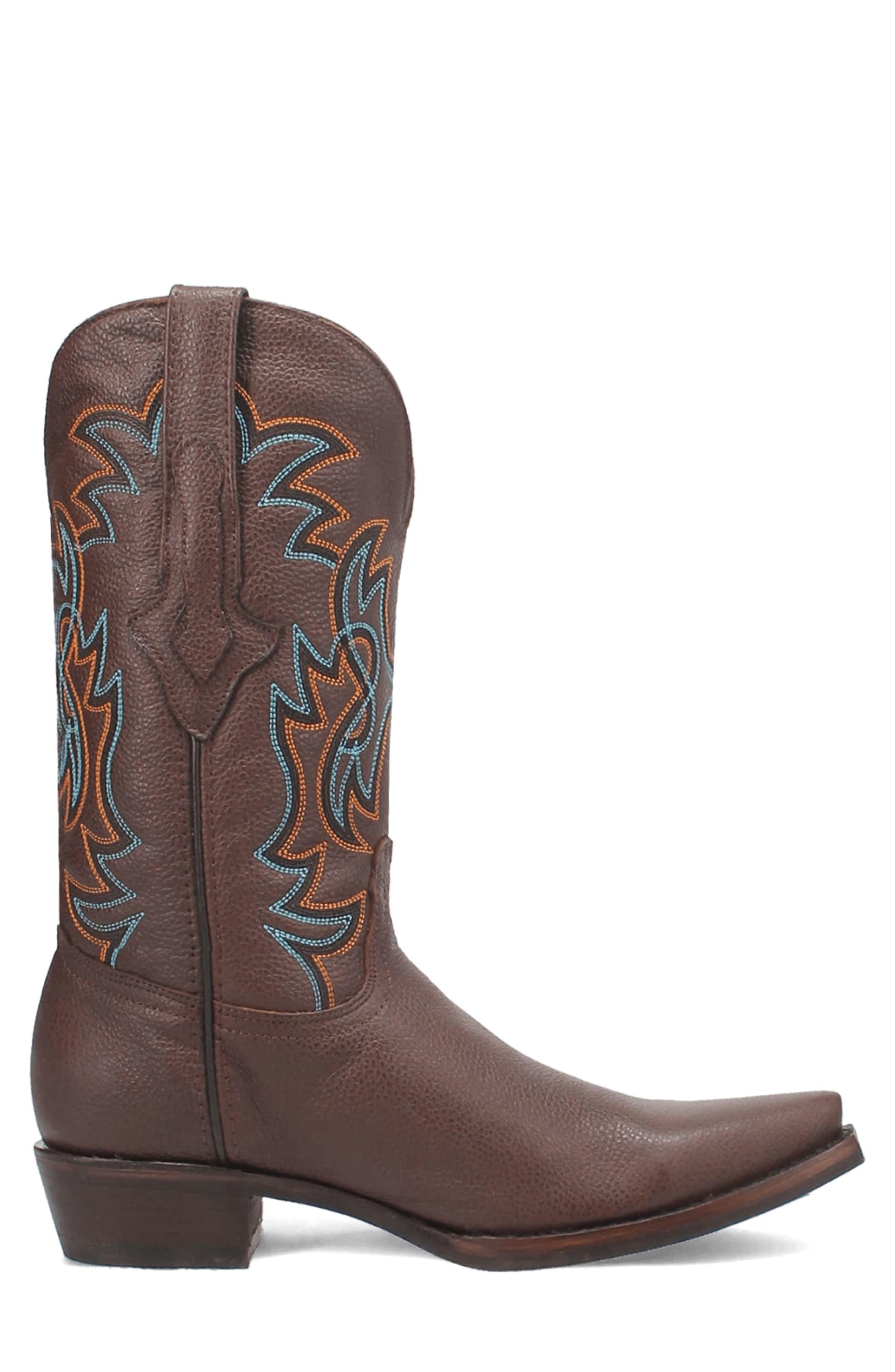 Dingo Gold Rush Pebbled Leather Cowboy Boot, Alternate, color, Brown
