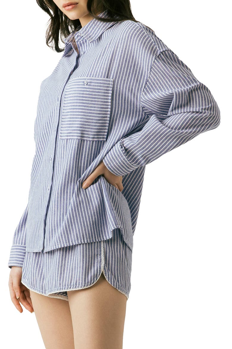 Stripe Button-Up Shirt, Alternate, color, SAILING SQUAD