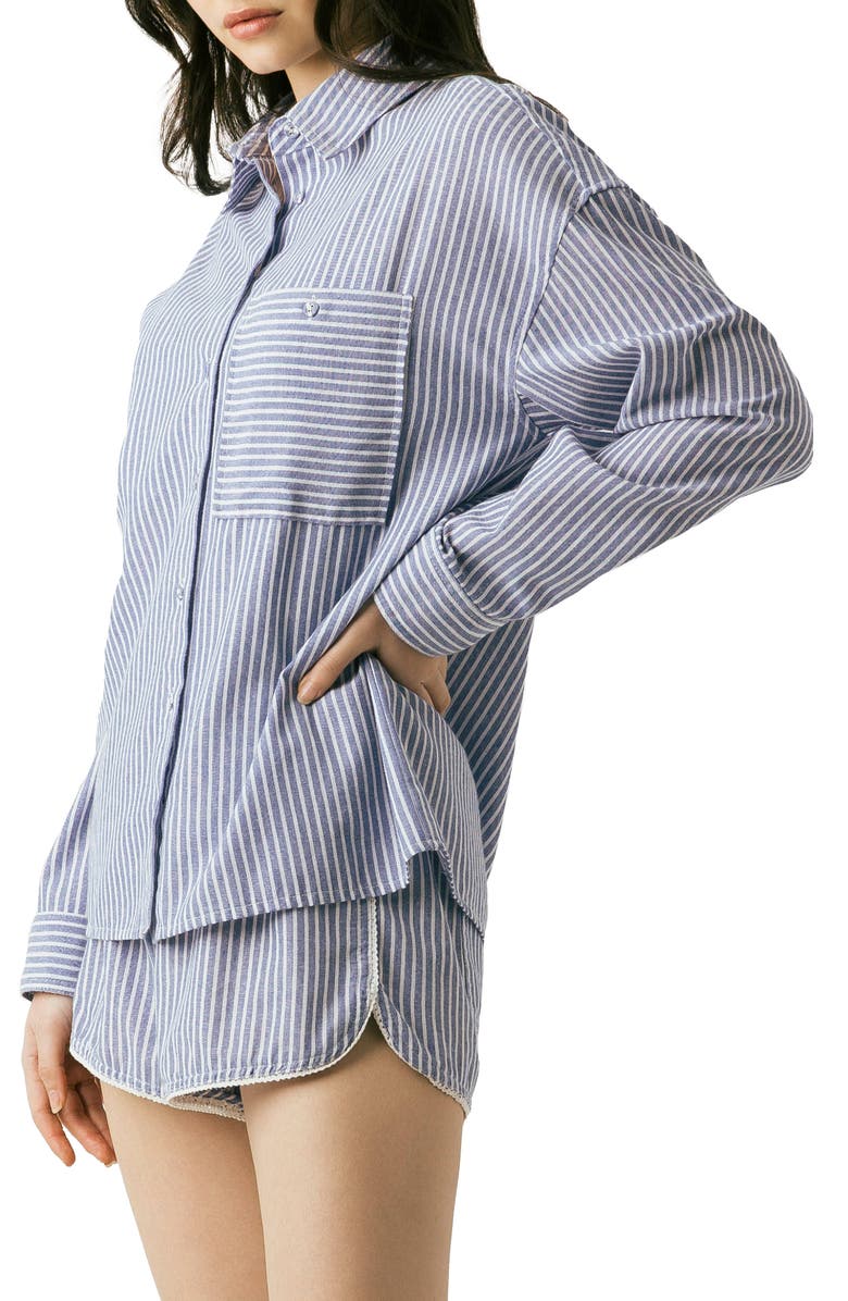 BLANKNYC Stripe Button-Up Shirt, Alternate, color, Sailing Squad