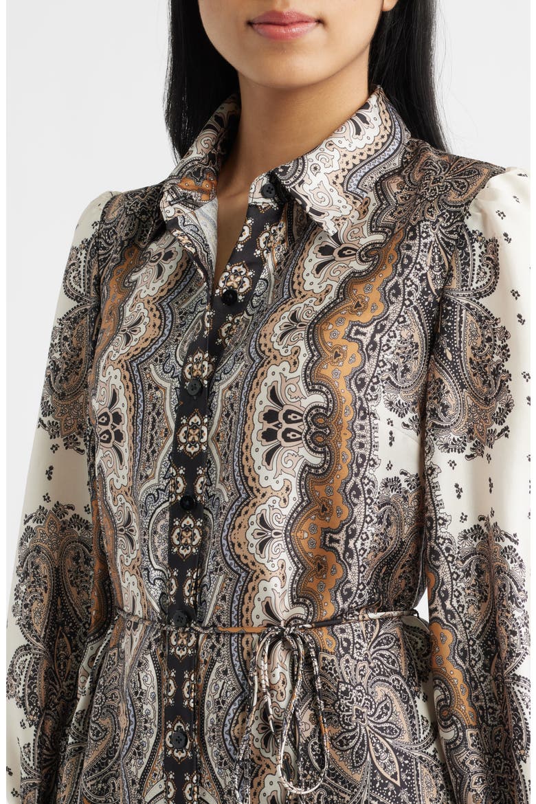 Mixed Paisley Long Sleeve Shirtdress, Alternate, color, SAND MULTI