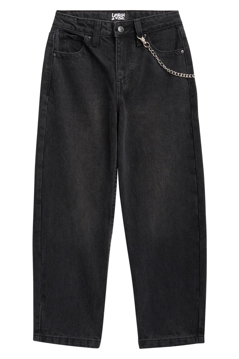 Kids' Draped Chain Baggy Skater Jeans, Main, color, 36W - BLACK