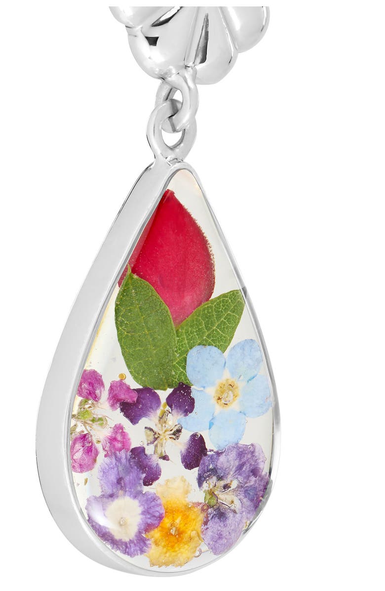 ATHRA LUXE Dried Flower Resin Teardrop Earrings, Alternate, color, Silver