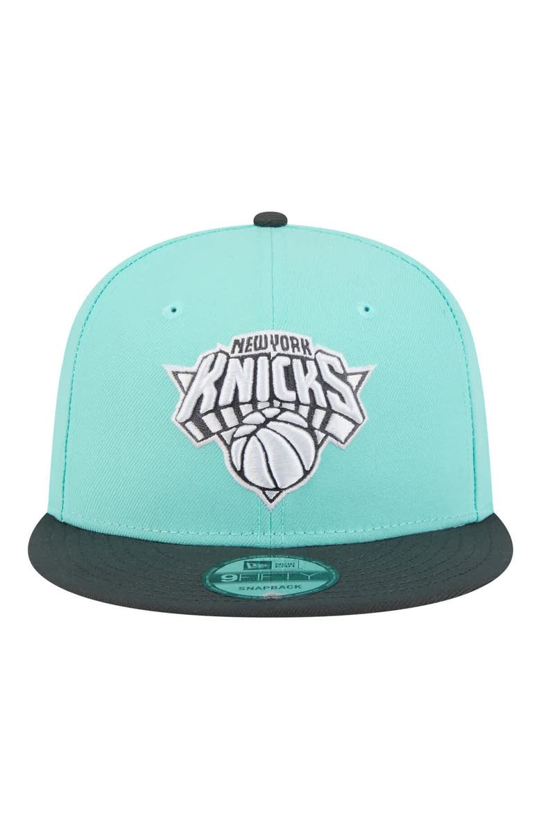 New Era Men's New Era Turquoise/Charcoal New York Knicks Color Pack Two-Tone 9FIFTY Snapback Hat, Alternate, color, Turquoise