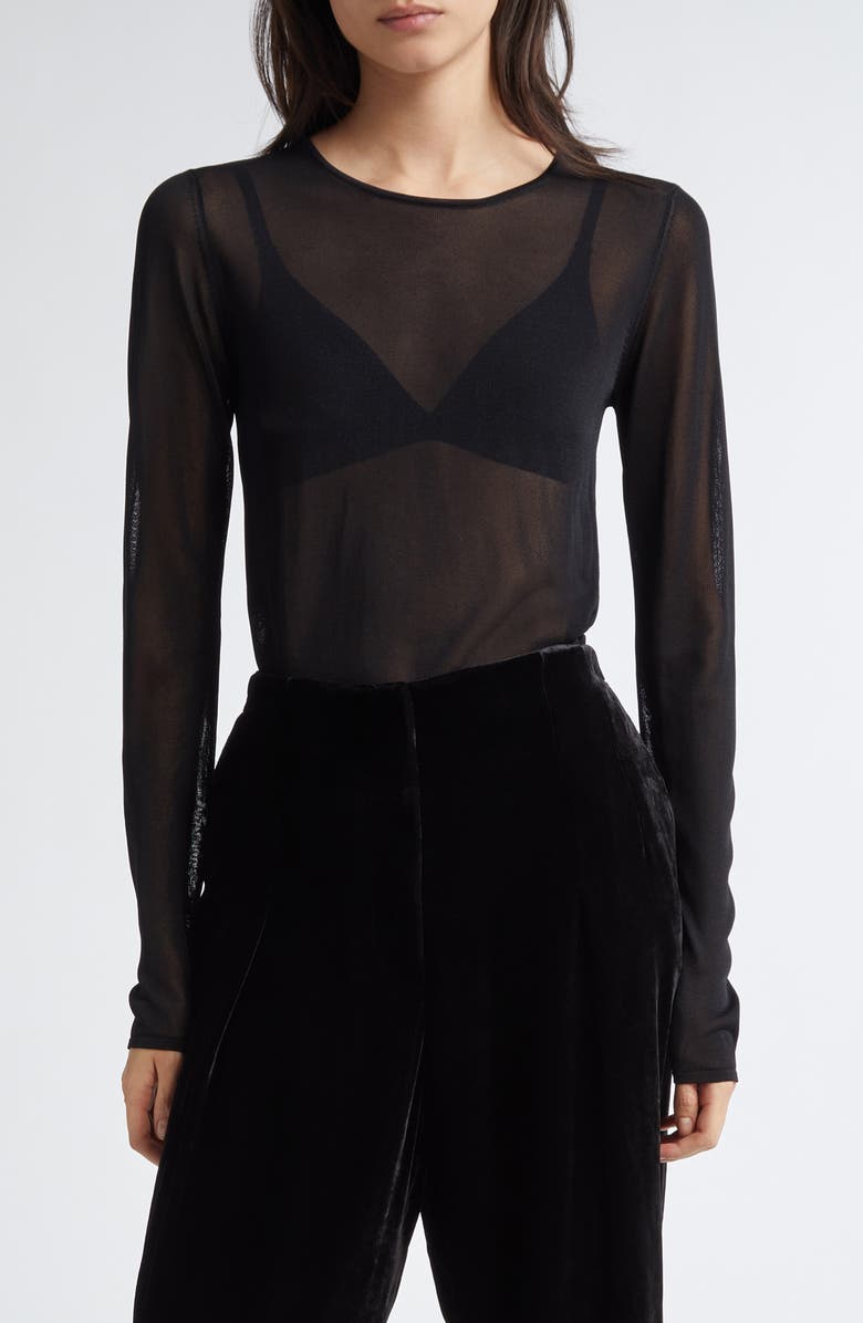Golden Goose Journey Sheer Knit Top, Main, color, Black