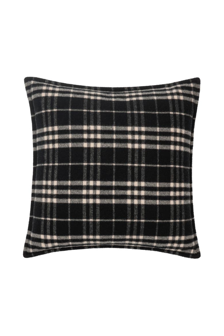 Check Wool Cashmere Cushion, Main, color, Black/calico beige