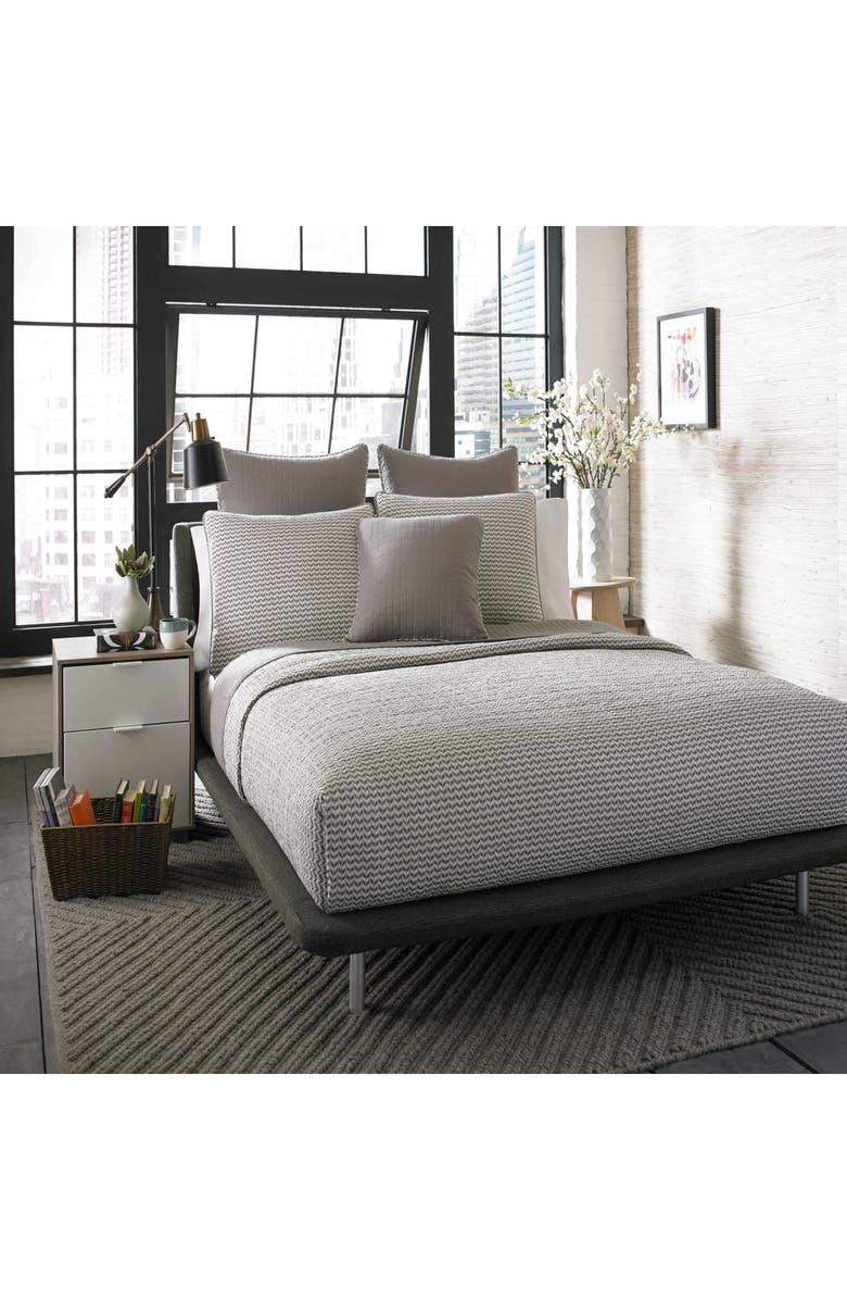 CITY SCENE Leaves Cotton Quilt & Shams Set, Alternate, color, Dark Grey