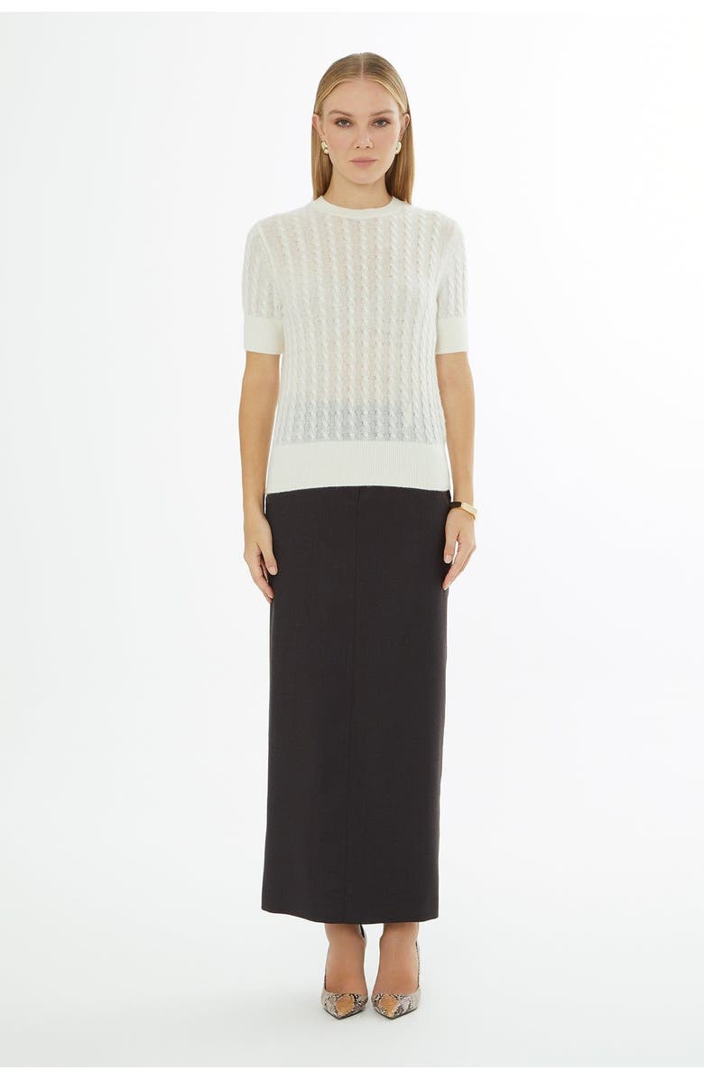 Gizia Crew Neck Short Sleeve Sweater Ecru, Alternate, color, Ecru