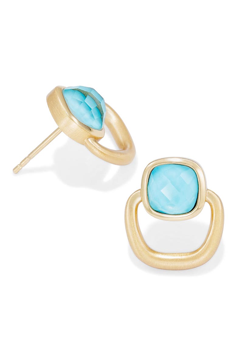 Monterey Knocker Stud Earrings, Alternate, color, IRIDESCENT TURQ/ GOLD