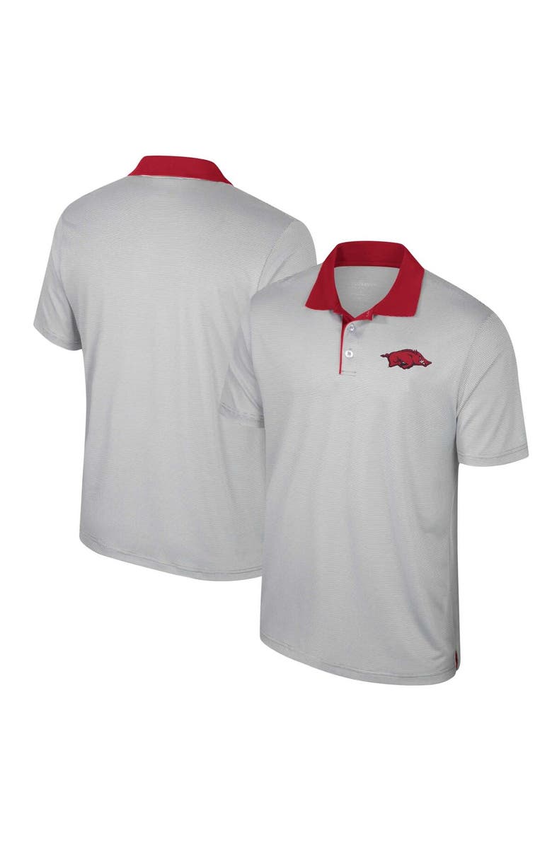 COLOSSEUM Men's Colosseum Gray Arkansas Razorbacks Big & Tall Tuck Striped Polo, Main, color, Gray