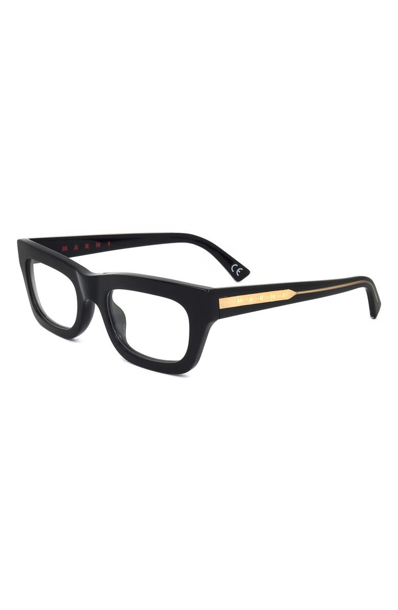 Marni 52mm Rectangular Reading Glasses, Alternate, color, Black