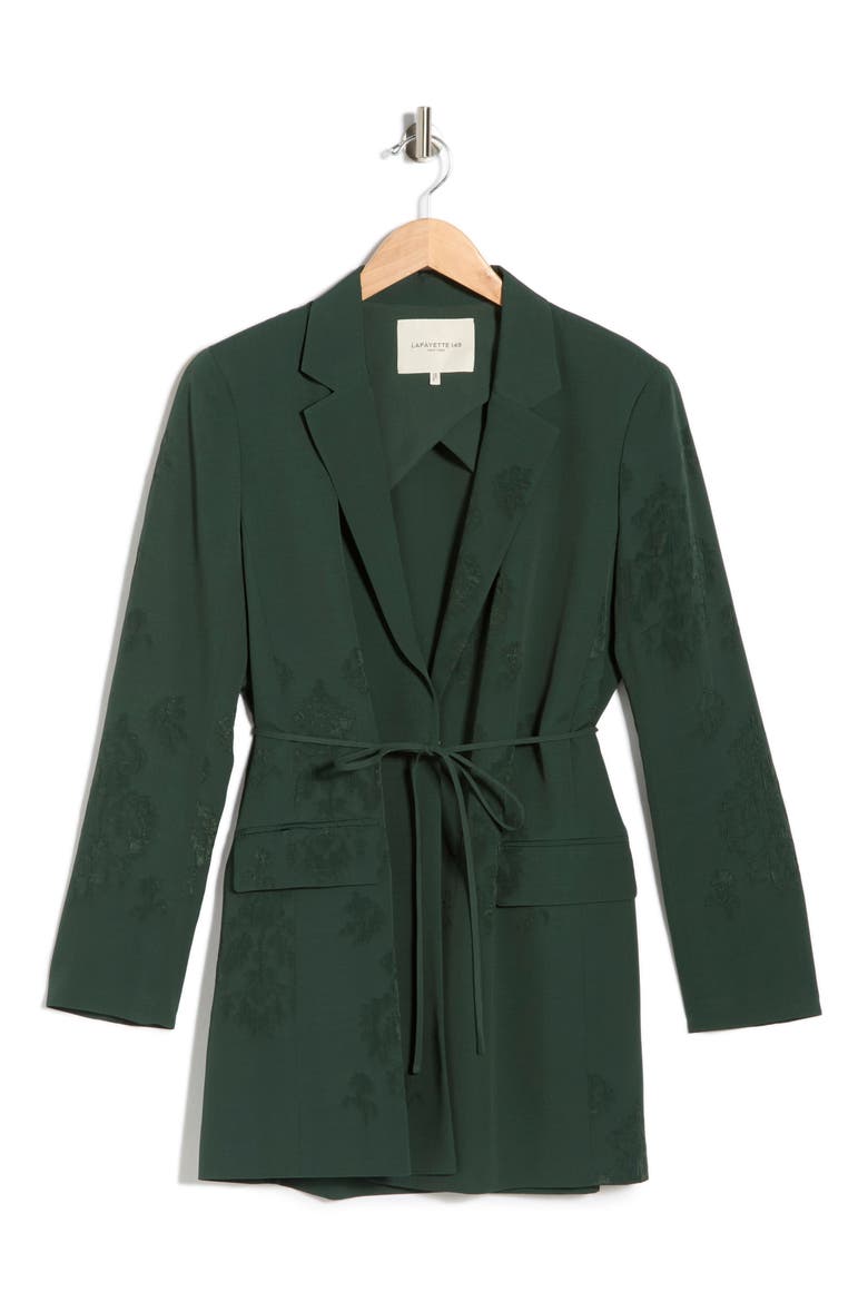Jacquard Longline Blazer, Alternate, color, DEEP MALACHITE