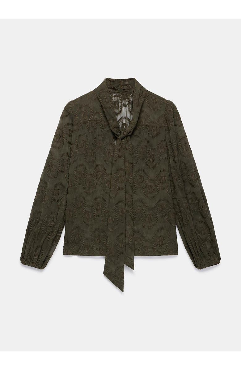 MINT VELVET Floral Tie Neck Blouse, Alternate, color, Khaki