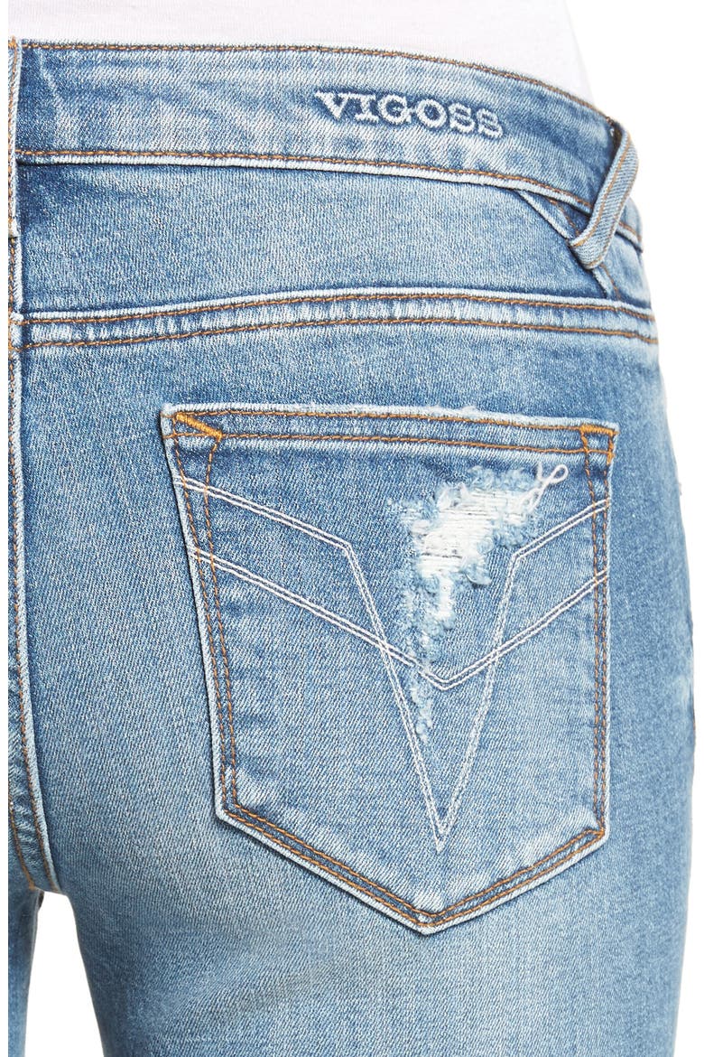 Chelsea Distressed Skinny Jeans, Alternate, color, MED WASH