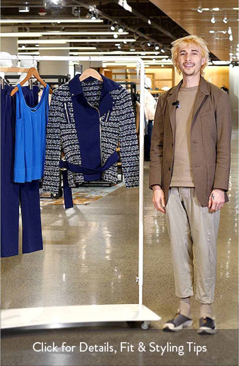 Belted Mixed Media Moto Jacket, sales video thumbnail