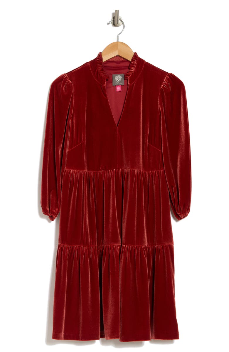 Vince Camuto Ruffle Velvet Trapeze Dress | Nordstromrack