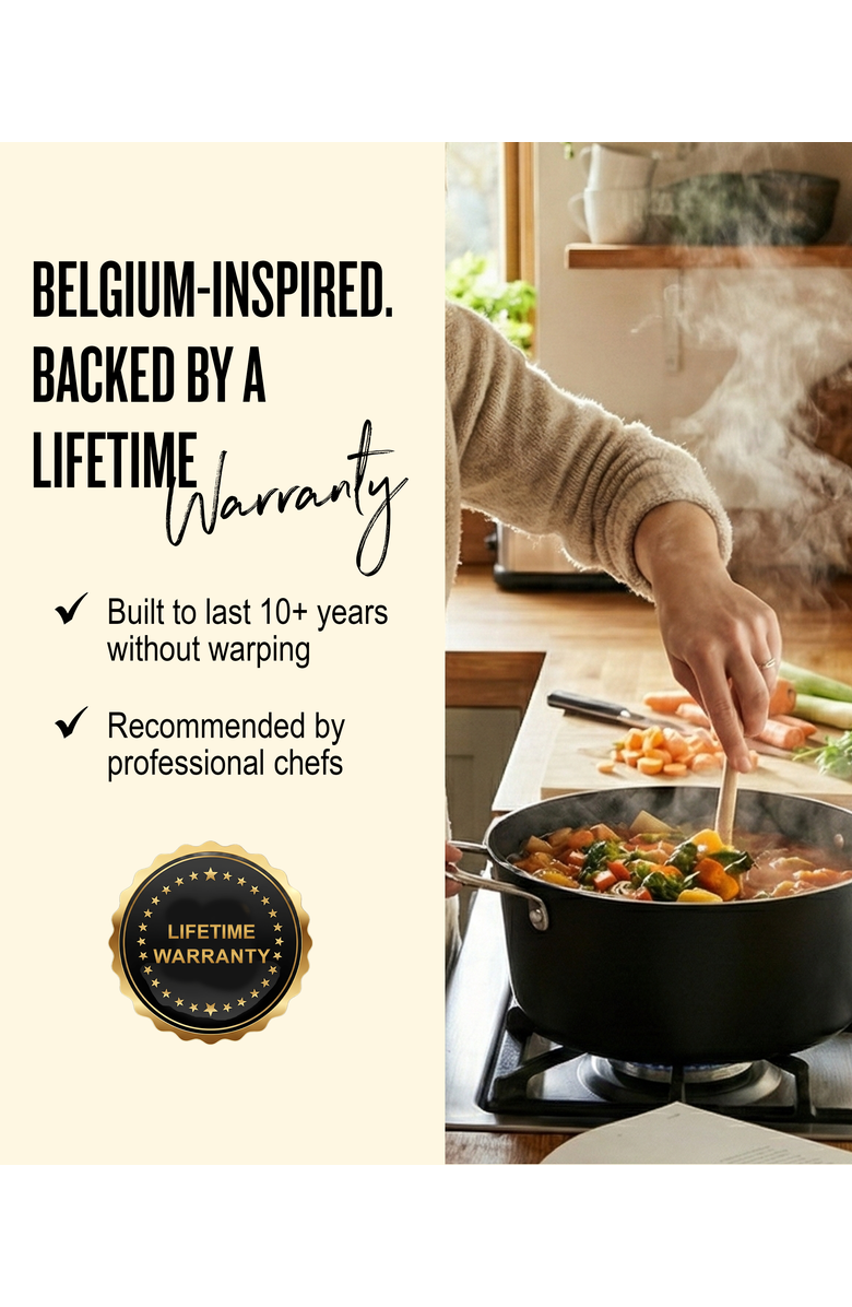 Alva Maestro Nonstick Stock Pot with Lid, Alternate, color, Black