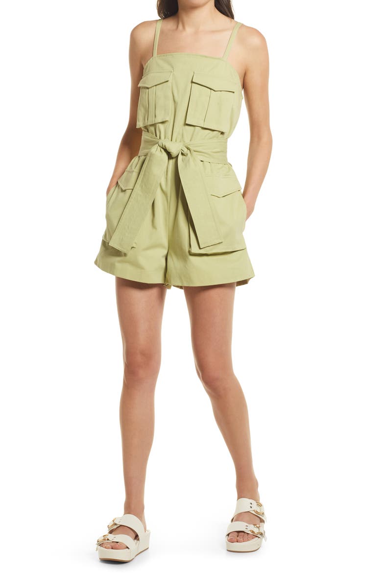 Structured Twill Romper, Main, color, MINT