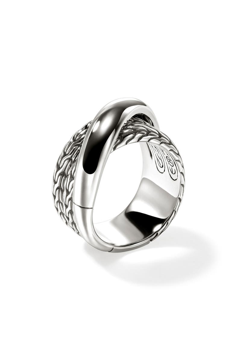 JH Essentials Crossover Ring, Wide, Alternate, color, SILVER
