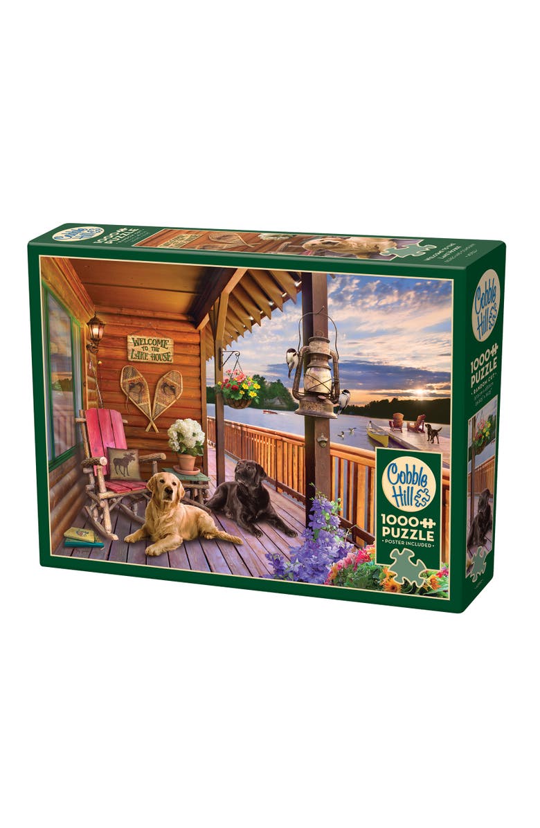 Cobble Hill 1000 Piece Puzzle, Welcome To The Lake House Reference Poster Included, Main, color, Multicolored
