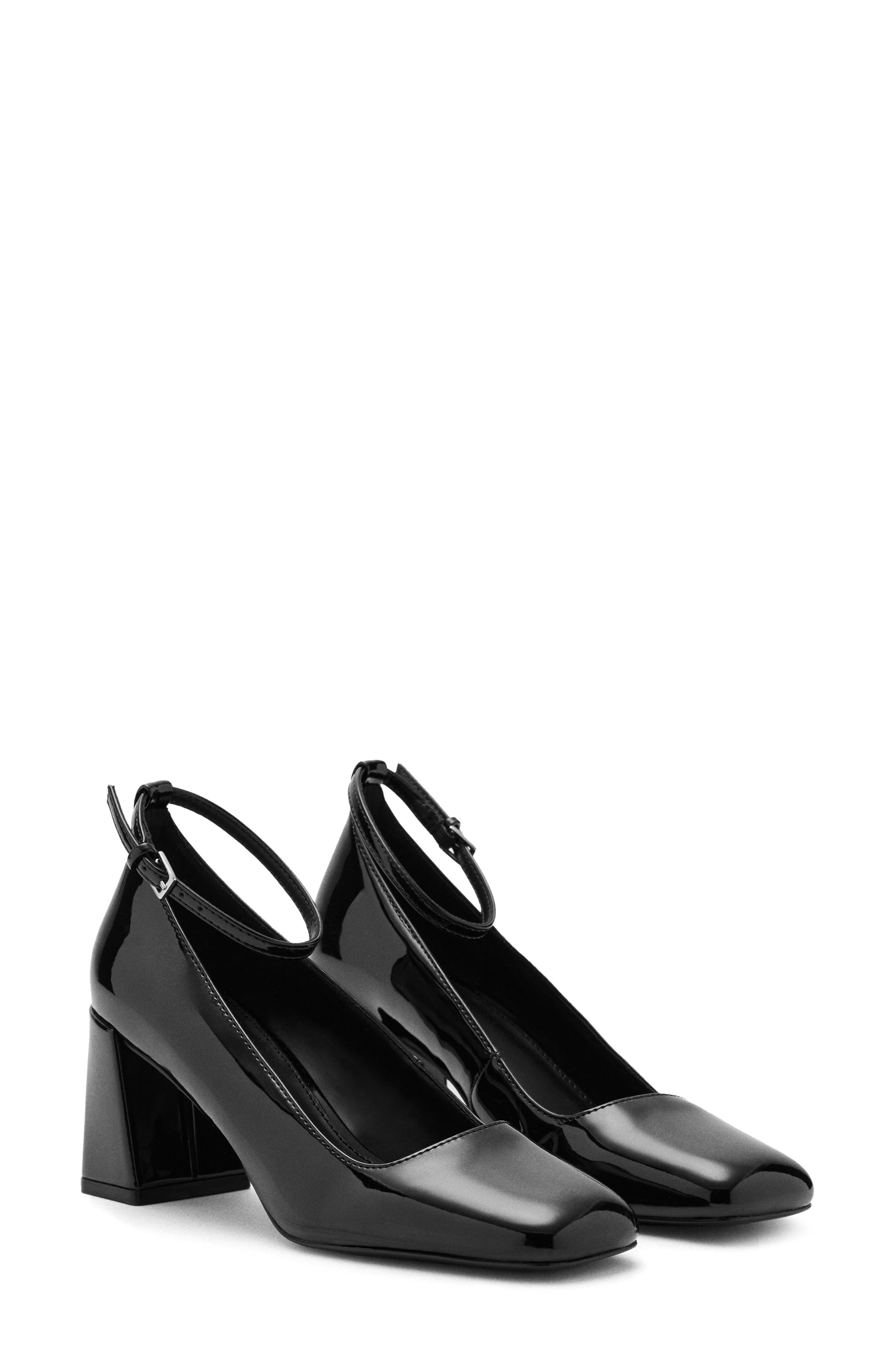 MANGO Ankle Strap Heel, Main, color, Black