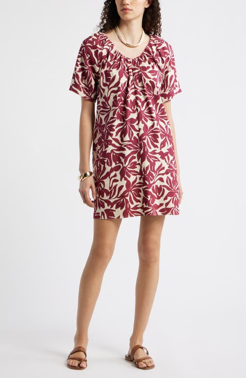 Shirred Linen Blend Minidress