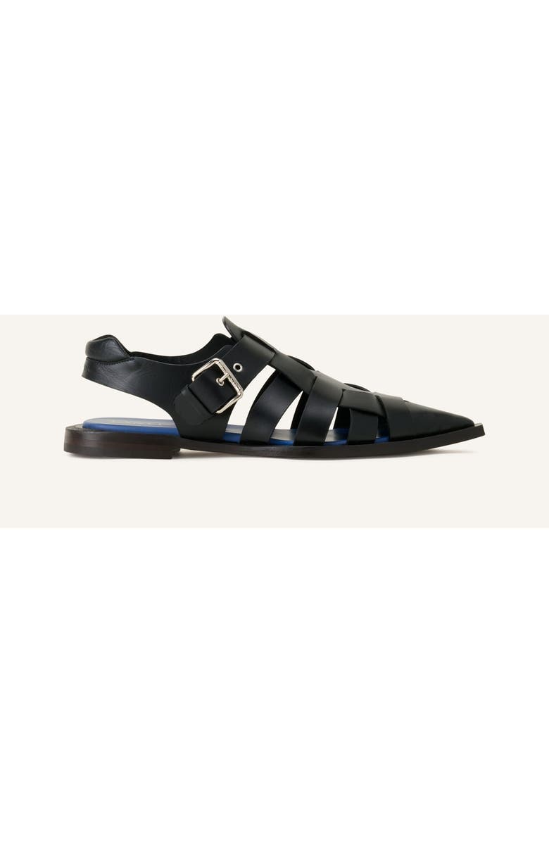 Lanvin Pointed-Toe Leather Sandals, Main, color, Black
