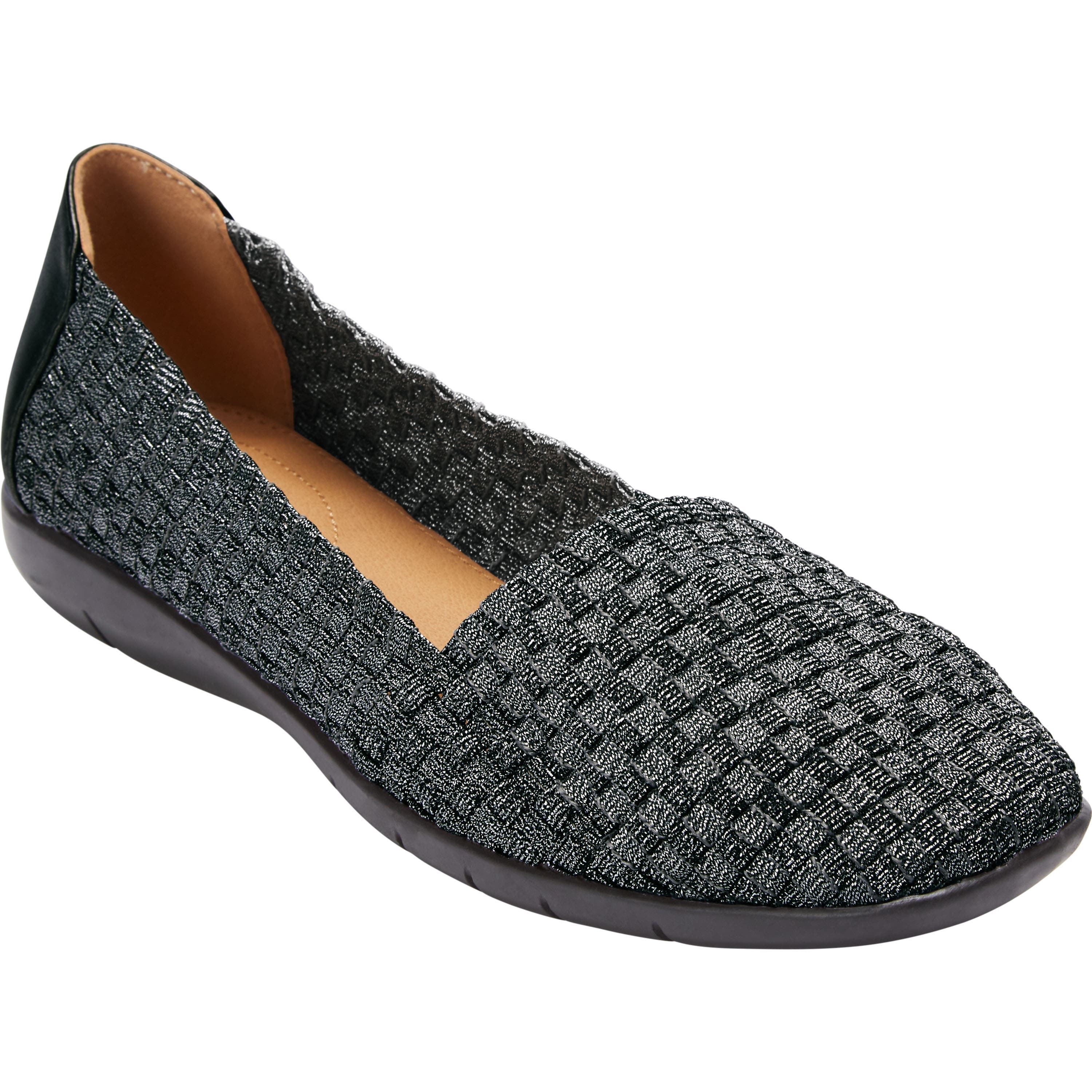 Comfortview The Bethany Slip On Flat, Main, color, Black Metallic