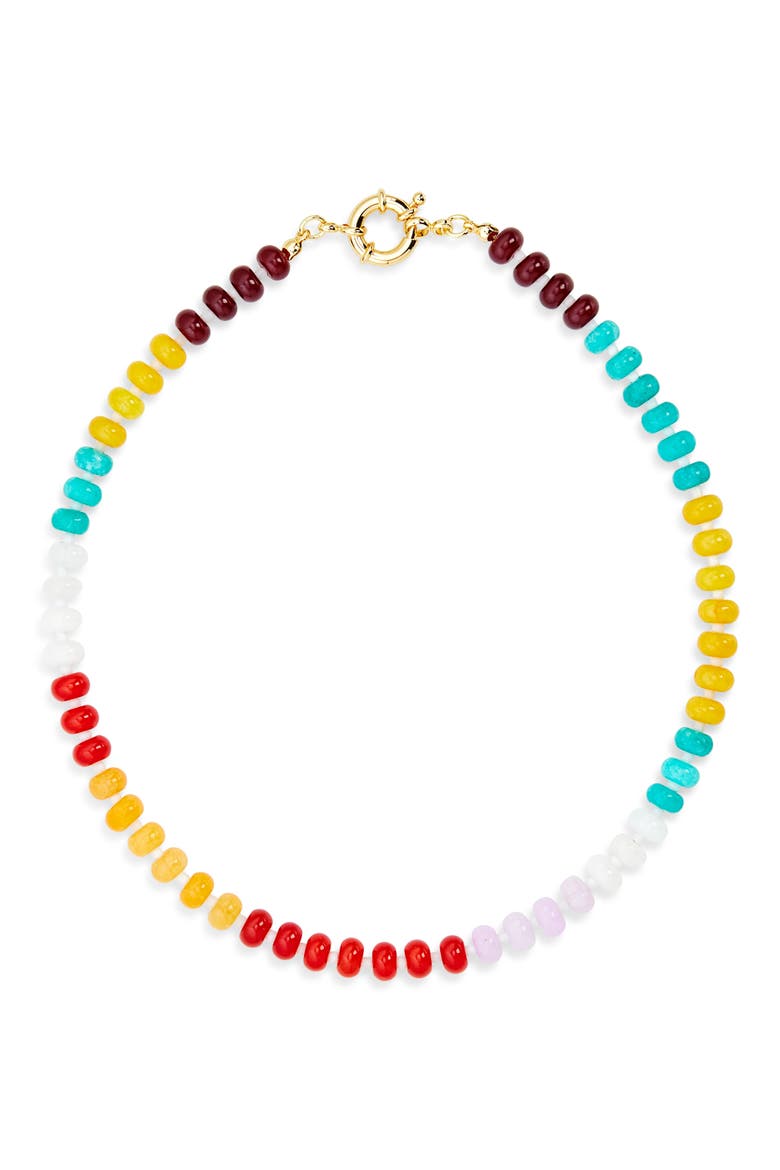 Oihana Multicolor Beaded Necklace, Main, color, GOLD
