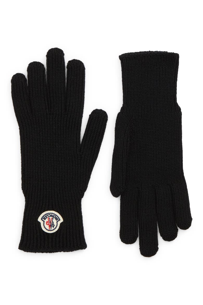 Men's Logo Wool Knit Gloves, Main, color, BLACK