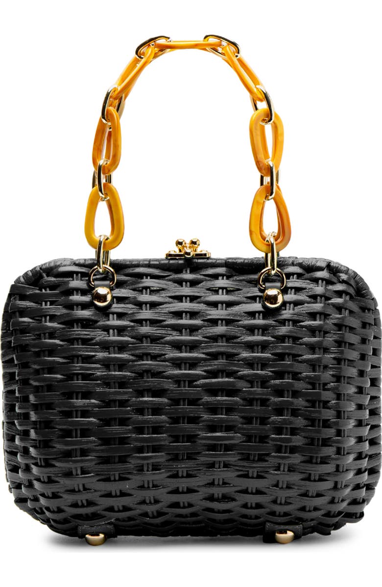 Frances Valentine Hen Woven Wicker Bag, Main, color, Black