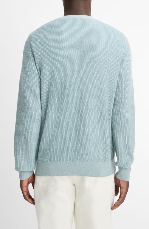 Vince Geometric Jacquard Wool & Cotton Blend Crewneck Sweater In Lagoon/classic Cream