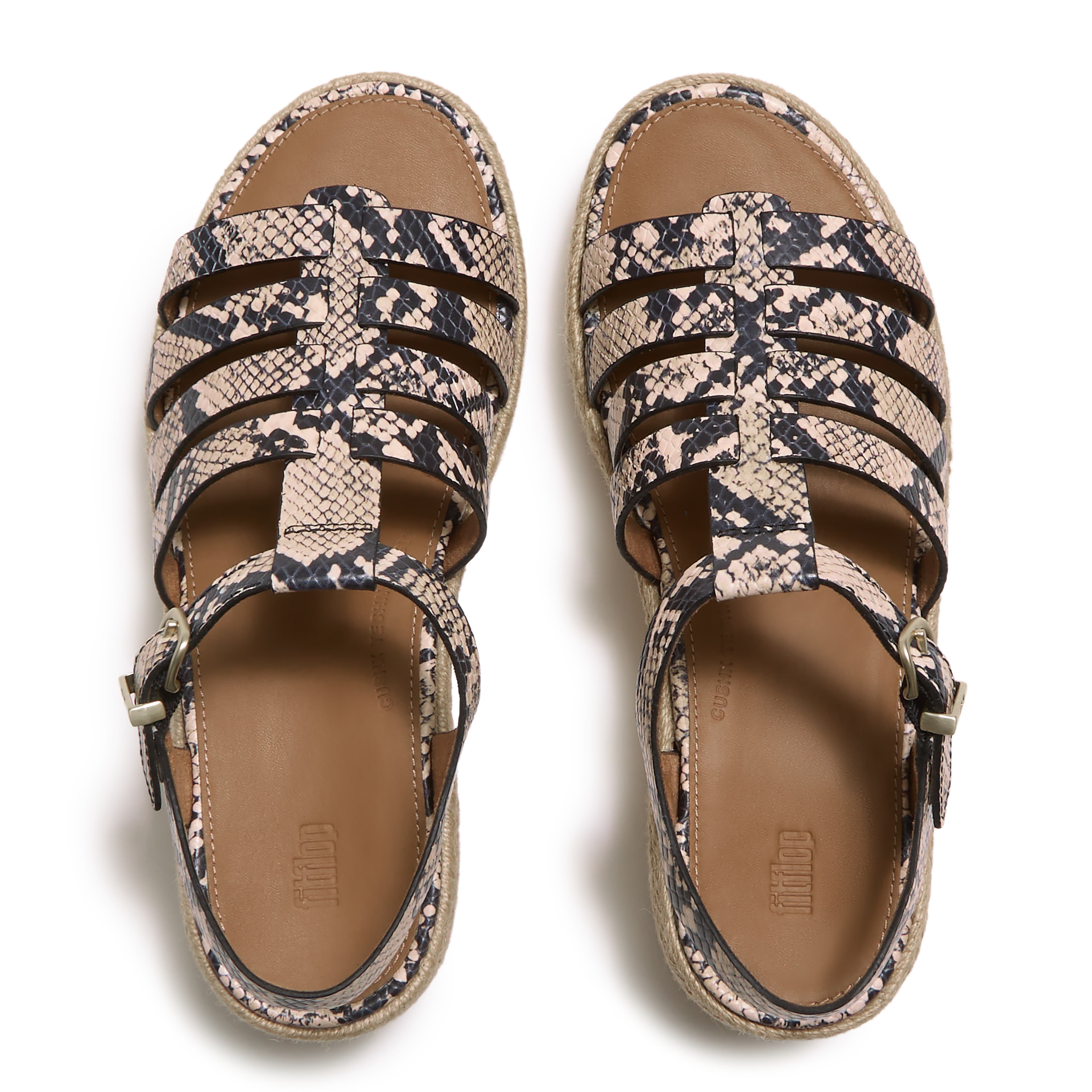Platfform Snake Espadrille Fisherman Sandals, Alternate, color, Hazy Taupe/Black