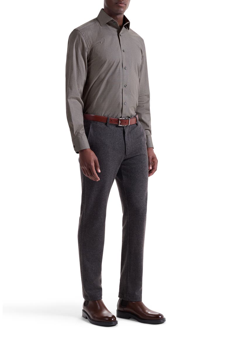 Alvin Trim Fit Dot Print Stretch Cotton Button-Up Shirt, Alternate, color, SIENNA