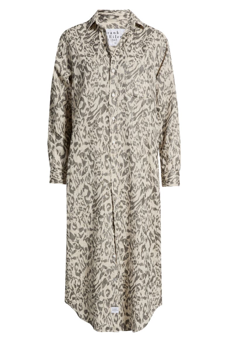 Rory Linen Maxi Shirtdress, Alternate, color, GLITTER ANIMAL PRINT
