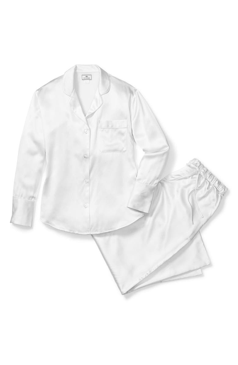 Petite Plume Silk Pajamas, Alternate, color, White