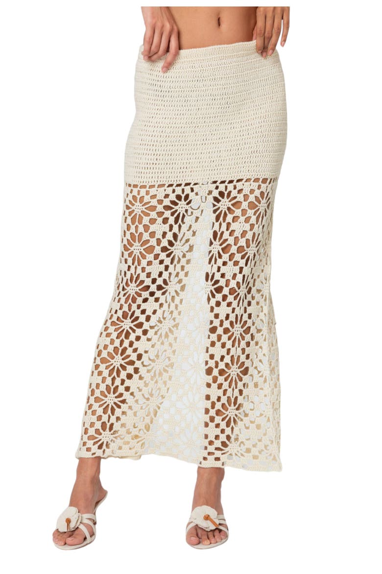 Ida Semisheer Crochet Maxi Skirt, Main, color, CREAM