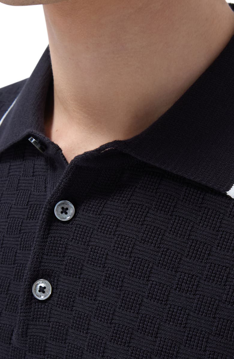 Bugatchi Tipped Contrast Collar Polo Sweater, Alternate, color, Black