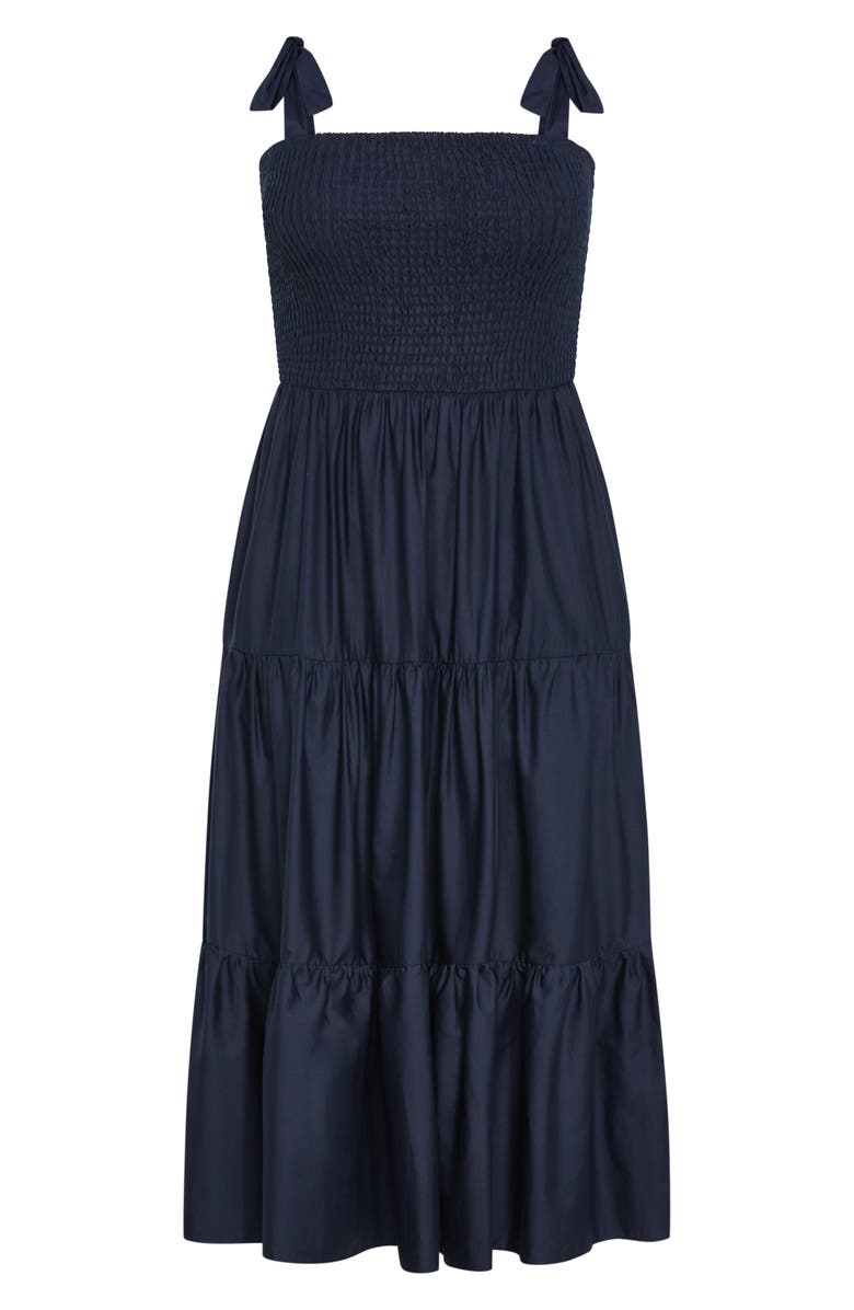 City Chic Haven Tiered Cotton Sundress, Alternate, color, French Navy