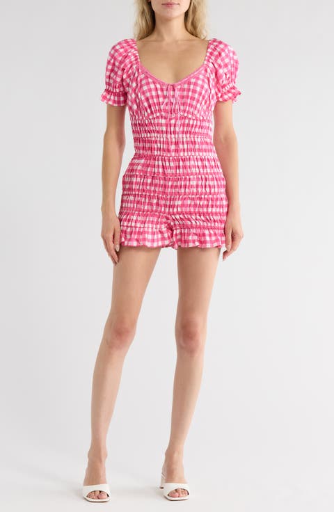 Puff Sleeve Smocked Playsuit Romper
