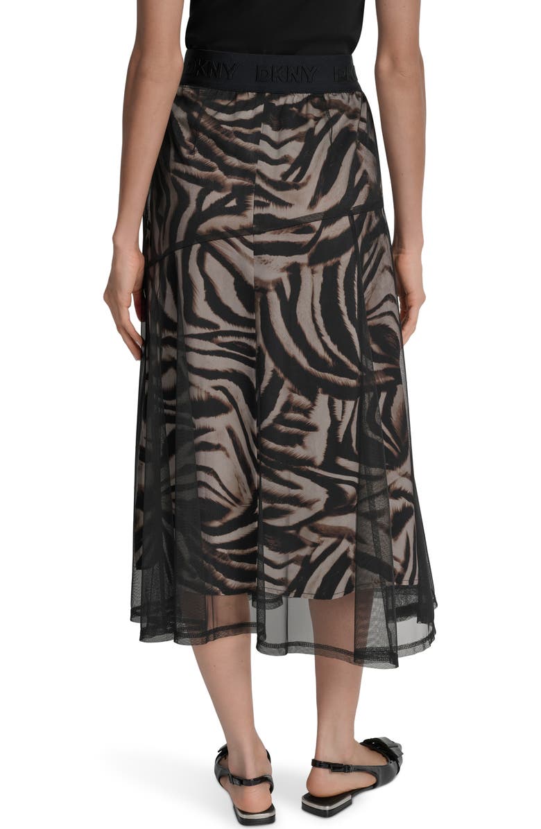 DKNY Zebra Stripe Layered Mesh A-Line Skirt, Alternate, color, Blurred Zebra