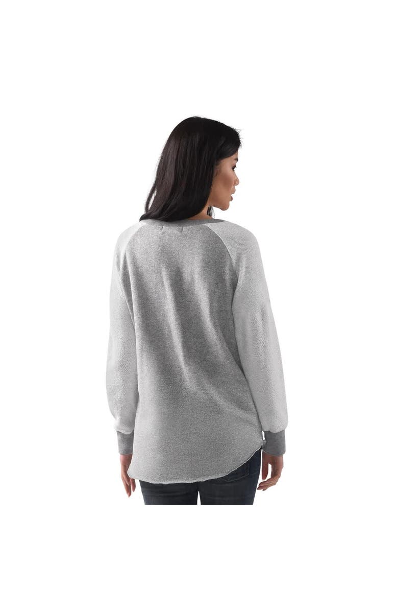 G-III 4HER BY CARL BANKS Women's G-III 4Her by Carl Banks Heather Gray Boston Red Sox Gridiron Raglan Pullover Sweatshirt, Alternate, color, Heather Gray