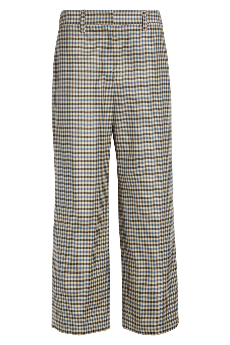Michelle Check Wool & Cotton Wide Leg Ankle Pants, Alternate, color, LIGHT BLUE