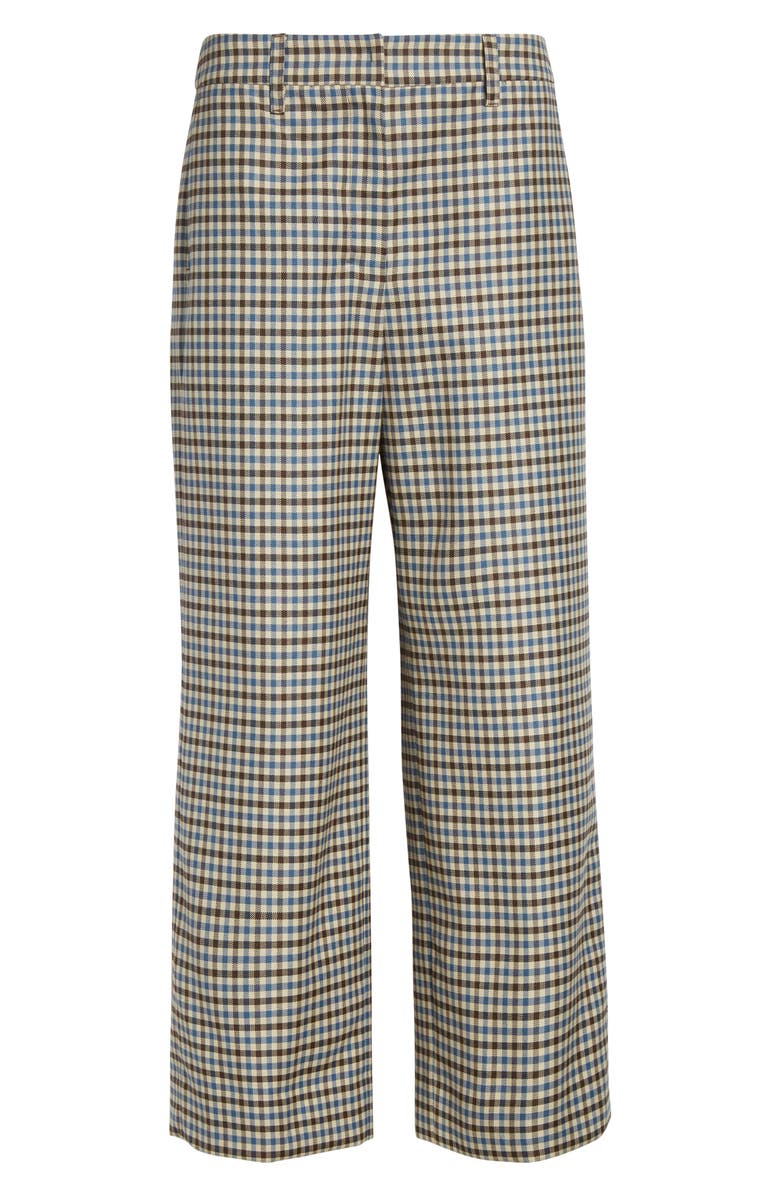 Max Mara Michelle Check Wool 
Cotton Wide Leg Ankle Pants, Alternate, color, Light Blue